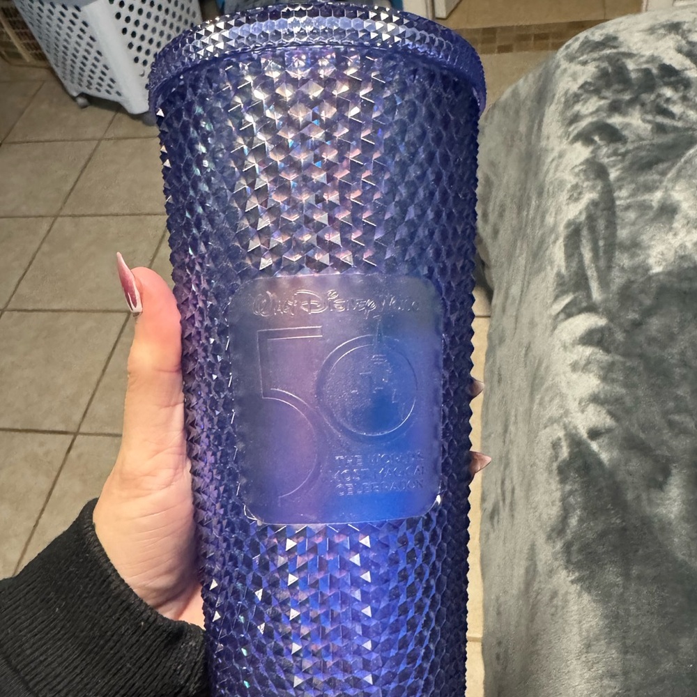Disney World Starbucks 50th Anniversary Blue Geometric Tumbler 24‎ oz Ve…